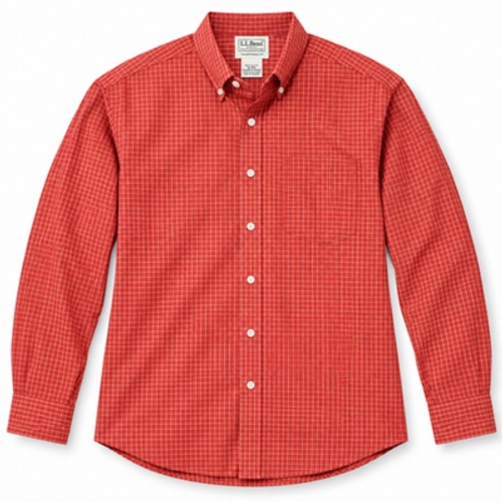 L.L. Bean Shirt Mens XL Red Check Traditional Fit Cotton Long Sleeve Button Down